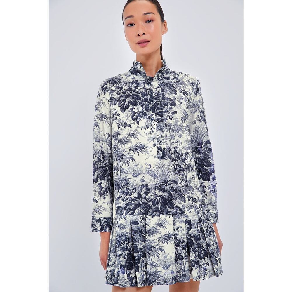 TUCKERNUCK Navy Blue Toile Tate Dress Size XS NWT Retail $198 Tuckernuck